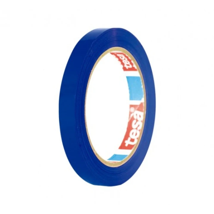 Tesa 60404 Cinta de Embalar Premium 12mm x 66 Metros - Fabricado en SPVC - Adhesivo de Caucho Natural - Color Azul 1