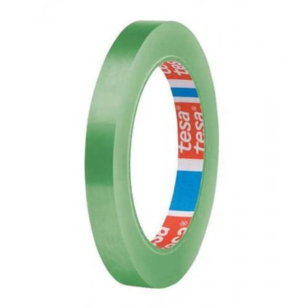 Tesa 60404 Cinta de Embalar Premium 12mm x 66 Metros - Fabricado en SPVC - Adhesivo de Caucho Natural - Color Verde 1