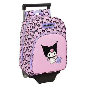 Safta Kuromi Mochila con Carro - Extraible - Portabotellas - Bolsillo Frontal - Asa de Mano - 26x34x11cm - Color Rosa