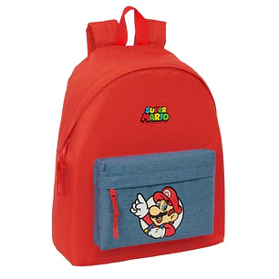 Safta Super Mario Mochila - Bolsillo Frontal - Espalda Acolchada - Hombreras Ergonomicas - Cremallera con Doble Tirador - Asa de Mano - 33x42x15cm - C
