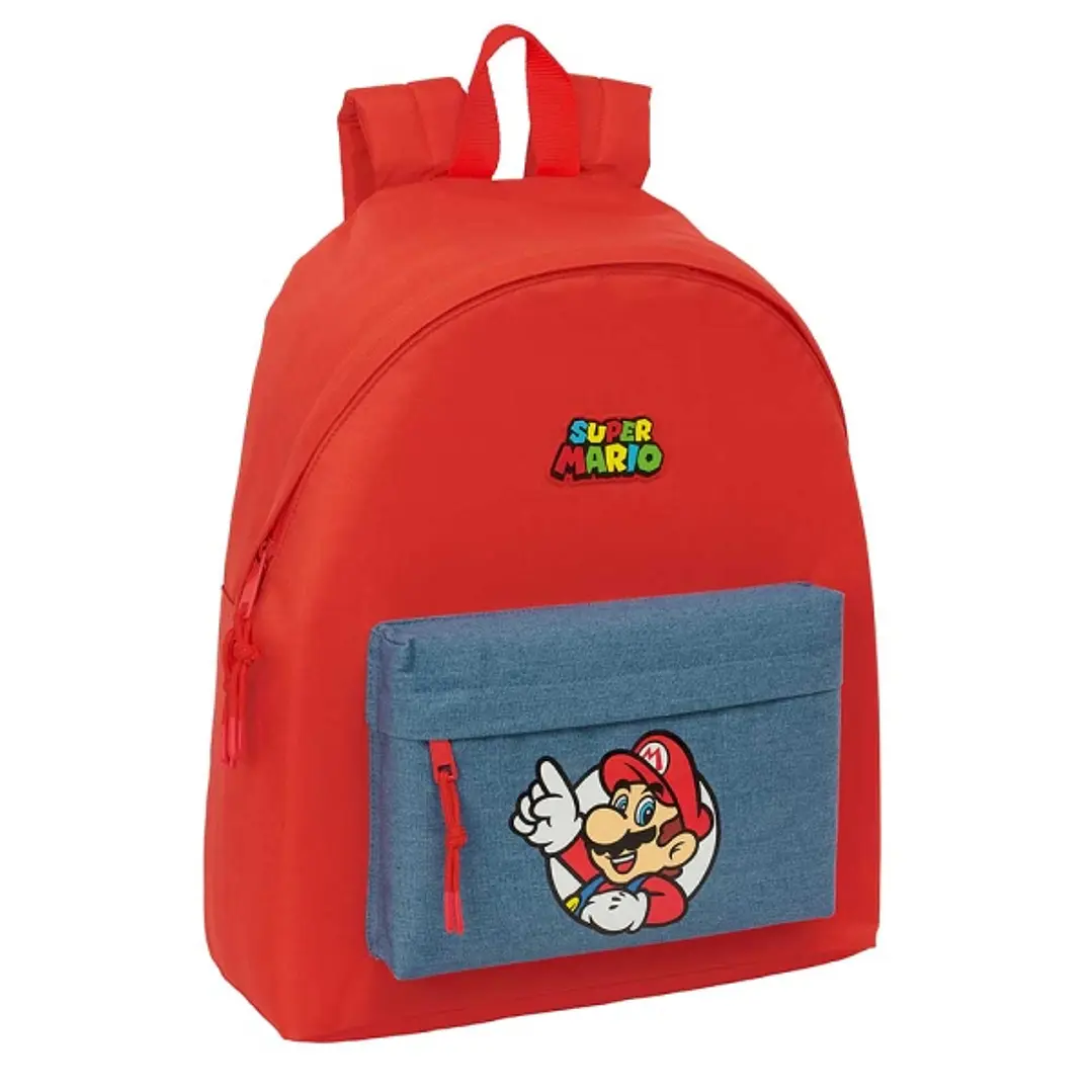 Safta Super Mario Mochila - Bolsillo Frontal - Espalda Acolchada - Hombreras Ergonomicas - Cremallera con Doble Tirador - Asa de Mano - 33x42x15cm - C 1