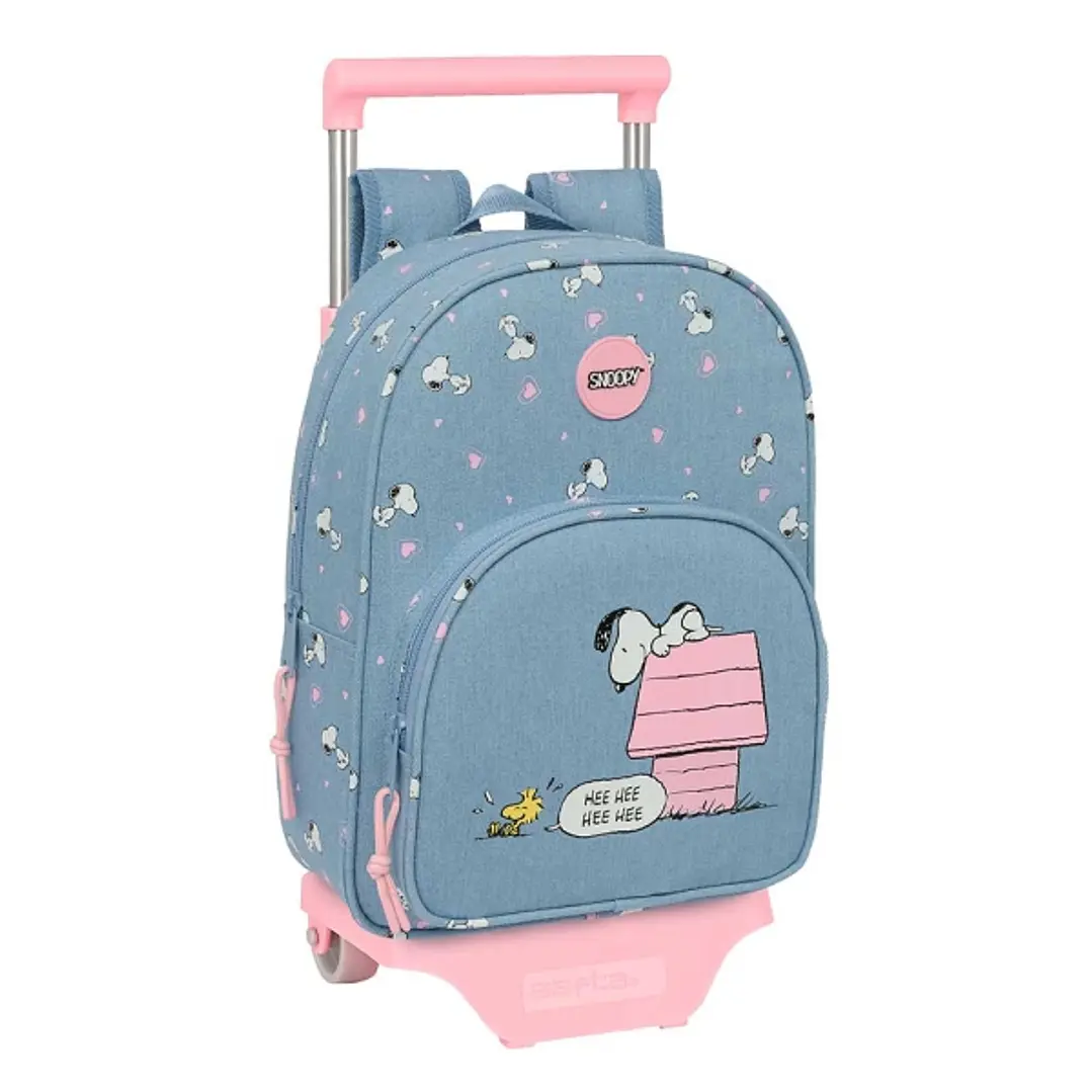 Safta Snoopy Mochila con Carro - Portabotellas - Hombreras Acolchadas - Mochila Extraible - Material Resistente - 10L - 26x11x67cm - Color Azul 1