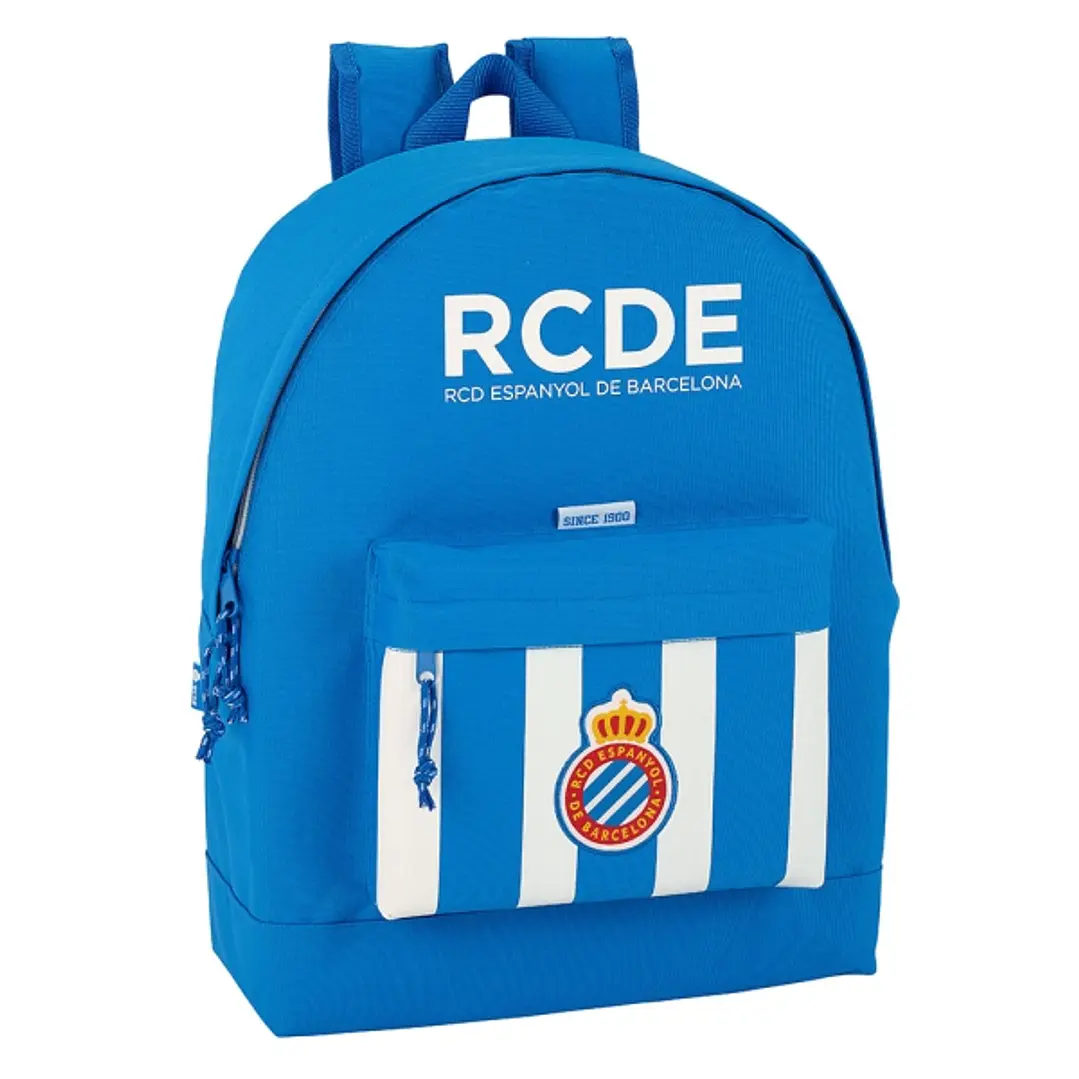 Safta RCD Espanyol Mochila - Bolsillo Frontal - Hombreras Acolchadas - Doble Tirador en Cremallera - Asa Superior - 21L - 325x150x430mm - Color Azul y 1