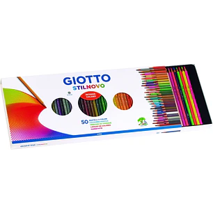 Giotto Stilnovo Acqarell Pack de 36 Lapices de Colores Acuarelables - Forma Hexagonal - Mina 3.3mm - Colores Surtidos