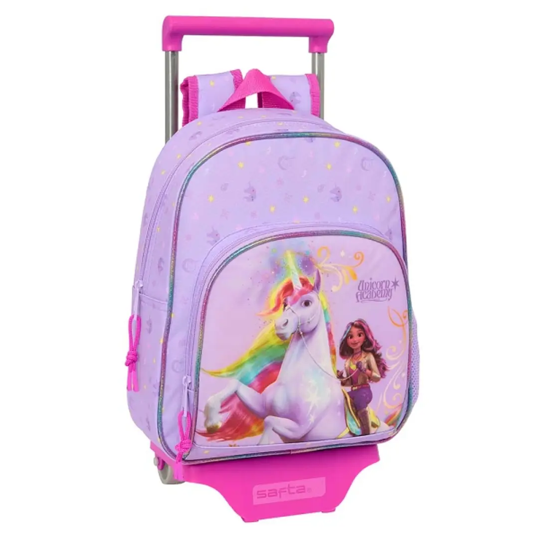 Safta Unicorn Academy Mochila con Carro - Portabotellas - Hombreras Acolchadas - Bolsillo Frontal - Asa Superior - Mochila Extraible - Material Resist 1