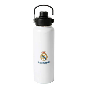 Safta Real Madrid Botella Isotermica - Capacidad 1.2L - Pajita Interior - Revestimiento Interior de Cobre - Tapa Antifugas - 12h Caliente - 24h Frio -