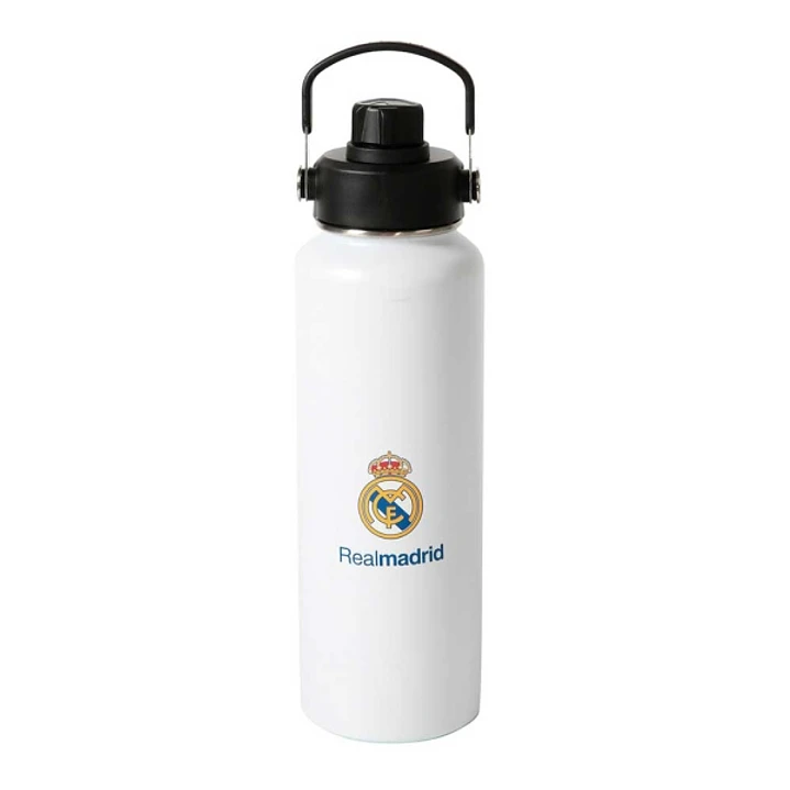 Safta Real Madrid Botella Isotermica - Capacidad 1.2L - Pajita Interior - Revestimiento Interior de Cobre - Tapa Antifugas - 12h Caliente - 24h Frio - 1