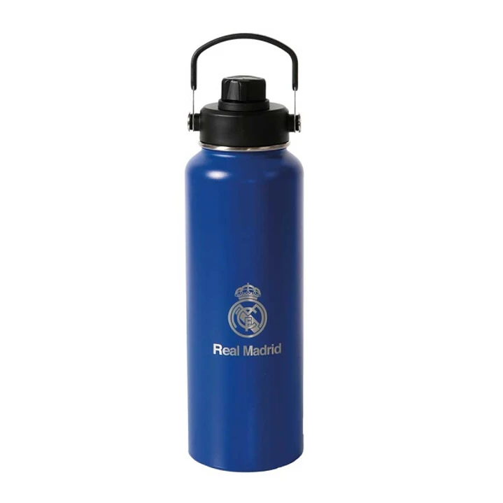 Safta Real Madrid Botella Isotermica - Capacidad 1.2L - Pajita Interior - Revestimiento Interior de Cobre - Tapa Antifugas - 12h Caliente - 24h Frio - 1
