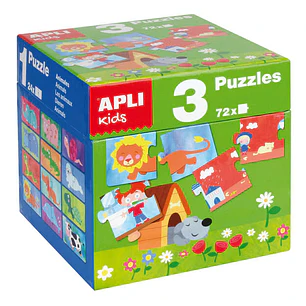 Apli Puzles Educativos - 24 Piezas de 7x7cm - Desarrollo de Habilidades y Capacidades - Tematicas: Animales, Casa y Estaciones - Ideal para Niños de 3