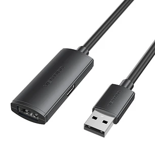 Vention Cable Extension USB 2.0 - Longitud 20m - USB-A Macho - USB-A Hembra - Velocidad hasta 480Mbps - Color Negro
