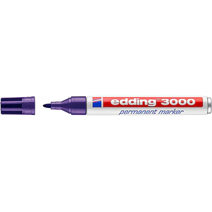 Edding 3000 Rotulador Permanente - Punta Redonda de 1.5mm - Trazo entre 1.5 y 3mm - Recargable - Secado Rapido - Color Violeta