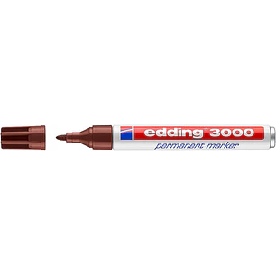 Edding 3000 Rotulador Permanente - Punta Redonda de 1.5mm - Trazo entre 1.5 y 3mm - Recargable - Secado Rapido - Color Marron