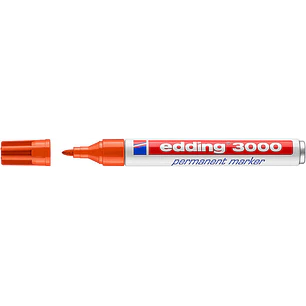 Edding 3000 Rotulador Permanente - Punta Redonda de 1.5mm - Trazo entre 1.5 y 3mm - Recargable - Secado Rapido - Color Naranja