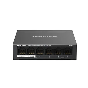 Mercusys MS106P Swtich 6 Puertos RJ45 10/100Mbps - 4 Puertos PoE+ - Color Negro