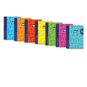 Lamela Pack de 6 Cuadernos de Espiral con 80 Hojas de 90g/m2 con Margen - Formato Cuarto - Pauta Cuadrovia de 4mm - Cubierta Extra Dura - Papel Offset