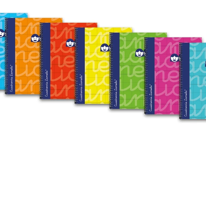 Lamela Pack de 6 Cuadernos de Espiral con 80 Hojas de 90g/m2 con Margen - Formato Cuarto - Pauta Cuadrovia de 3mm - Cubierta Extra Dura - Papel Offset 1