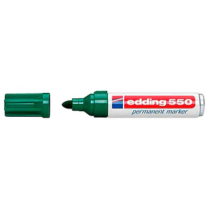Edding 550 Rotulador Permanente - Punta Redonda - Trazo entre 3 y 4 mm. - Recargable - Secado Rapido - Color Verde