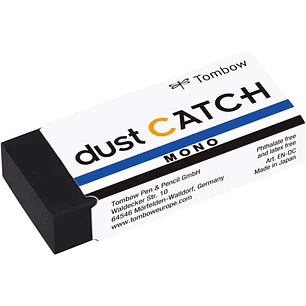 Tombow Mono Dust Catch Goma de Borrar - 19g - Mezcla Viscosa de Polimeros - Evita Residuos en el Papel - Funda de Papel - PVC Libre de Ftalatos y Late