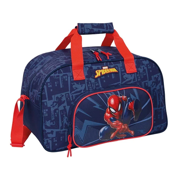 Safta Spider-Man Bolsa de Deporte - Bolsillo Frontal - Bandolera Ajustable - Asa Forrada - Doble Tirador Cremallera - Tacos Proteccion Base - Fondo Ex 1
