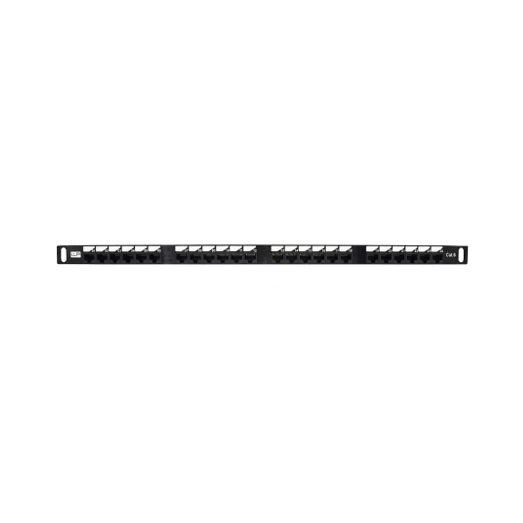 WP Patch Panel de 24 Puertos RJ45 CAT6 UTP - 0.5U IDC de Alta Densidad - Color Negro 1
