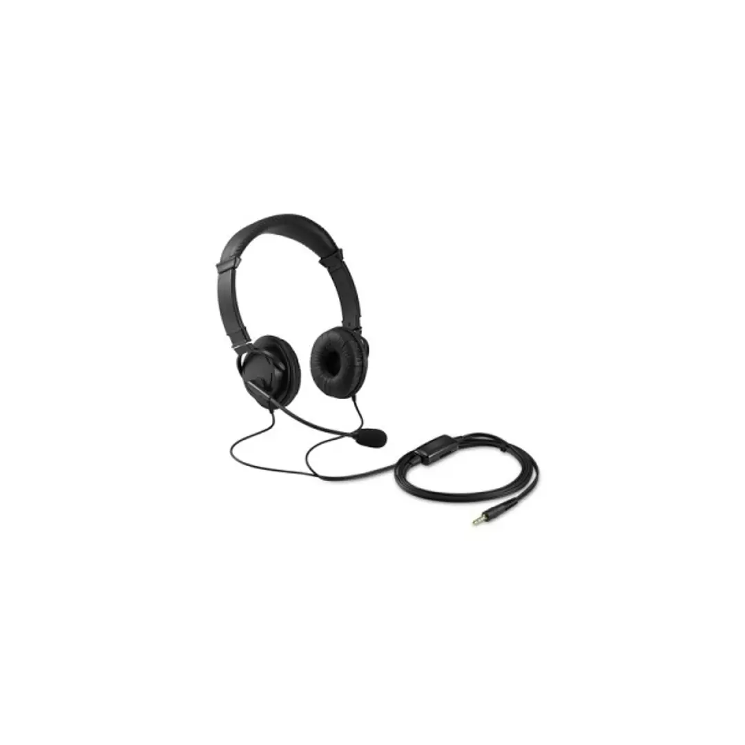 Kensington Auriculares con Microfono Plegable - Conexion 3,5mm - Diadema Ajustable - Almohadillas Acolchadas - Controles en Cable - Cable de 1.80m - C 1