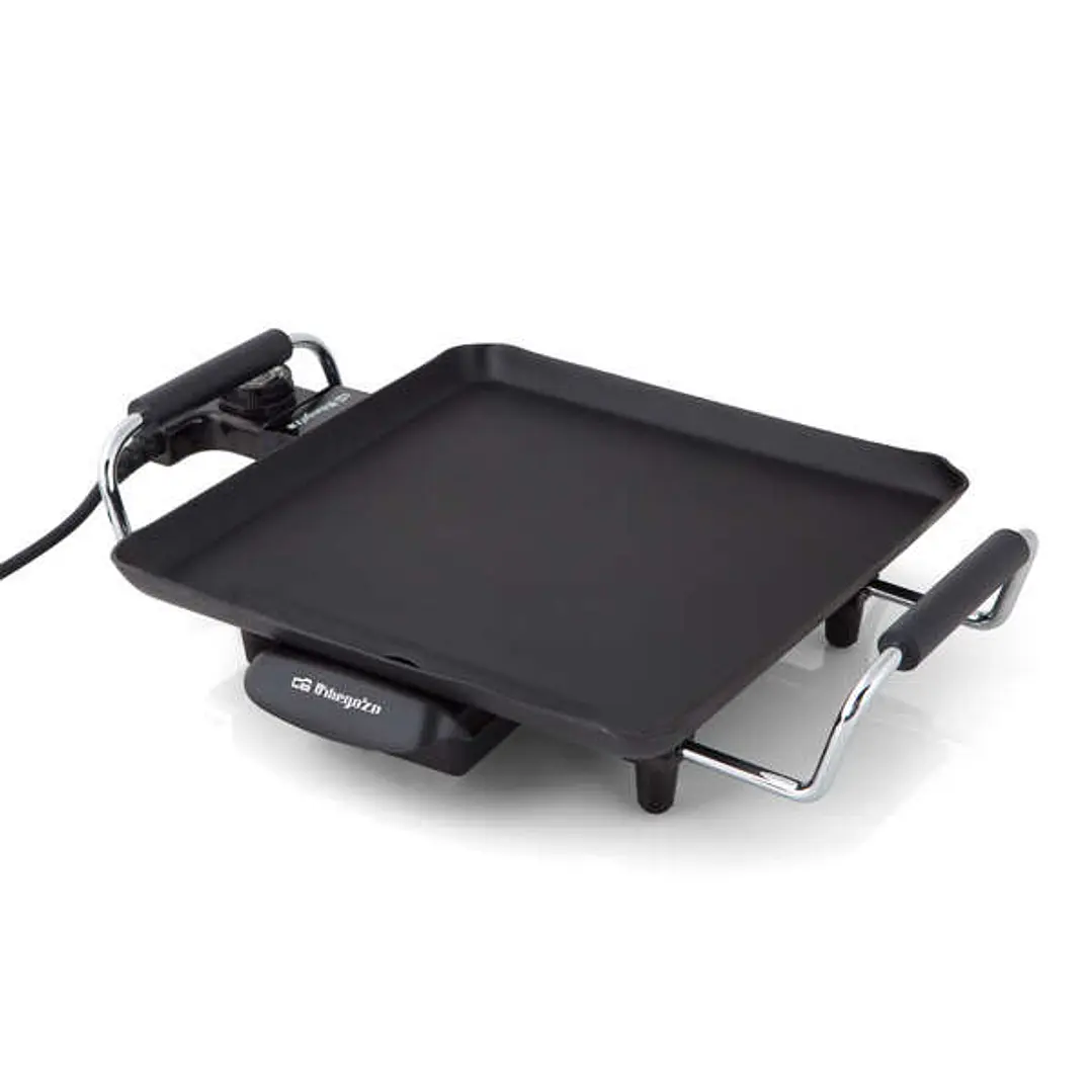 Orbegozo TB 2206 B Tabla de Asado Saludable - Termostato Regulable - Superficie Antiadherente - Recipiente Recoge Grasa - Asas de Toque Frio - Potenci 1