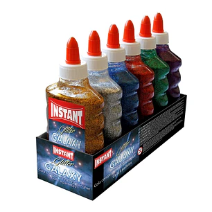 Instant Glitter Galaxy Cola con Purpurina 180ml - Apto para Uso Infantil y/o Domestico - Sin Disolventes - Colores Metalicos Surtidos