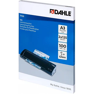 Dahle Pack de 100 Fundas para Plastificar Brillo A3 - 125 Micras - Alta Calidad - Transparente