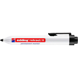 Edding Retract 11 Rotulador Permanente Retractil - Punta Redonda - Trazo entre 1.5 y 3mm - Recargable - Secado Rapido - Color Negro
