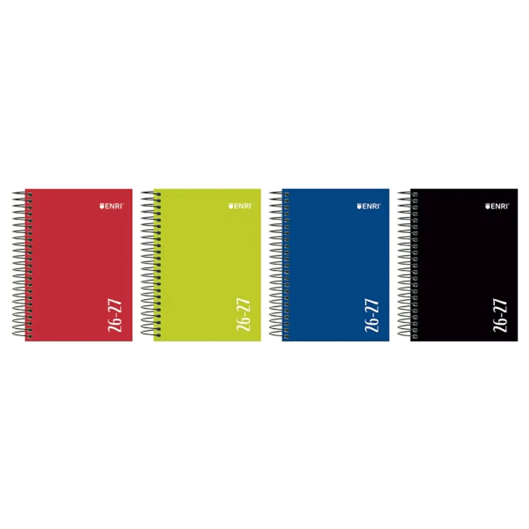 Enri Agenda Escolar con Espiral - Castellano - Tapa Extradura - Formato Cuartilla - Dia Pagina - Acabado Brillante - Colores Surtidos 1
