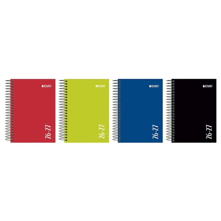 Enri Agenda Escolar con Espiral - Castellano - Tapa Extradura - Formato Cuartilla - Dia Pagina - Acabado Brillante - Colores Surtidos 1
