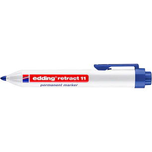 Edding Retract 11 Rotulador Permanente Retractil - Punta Redonda - Trazo entre 1.5 y 3mm - Recargable - Secado Rapido - Color Azul