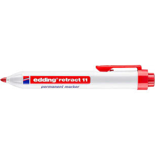 Edding Retract 11 Rotulador Permanente Retractil - Punta Redonda - Trazo entre 1.5 y 3mm - Recargable - Secado Rapido - Color Rojo