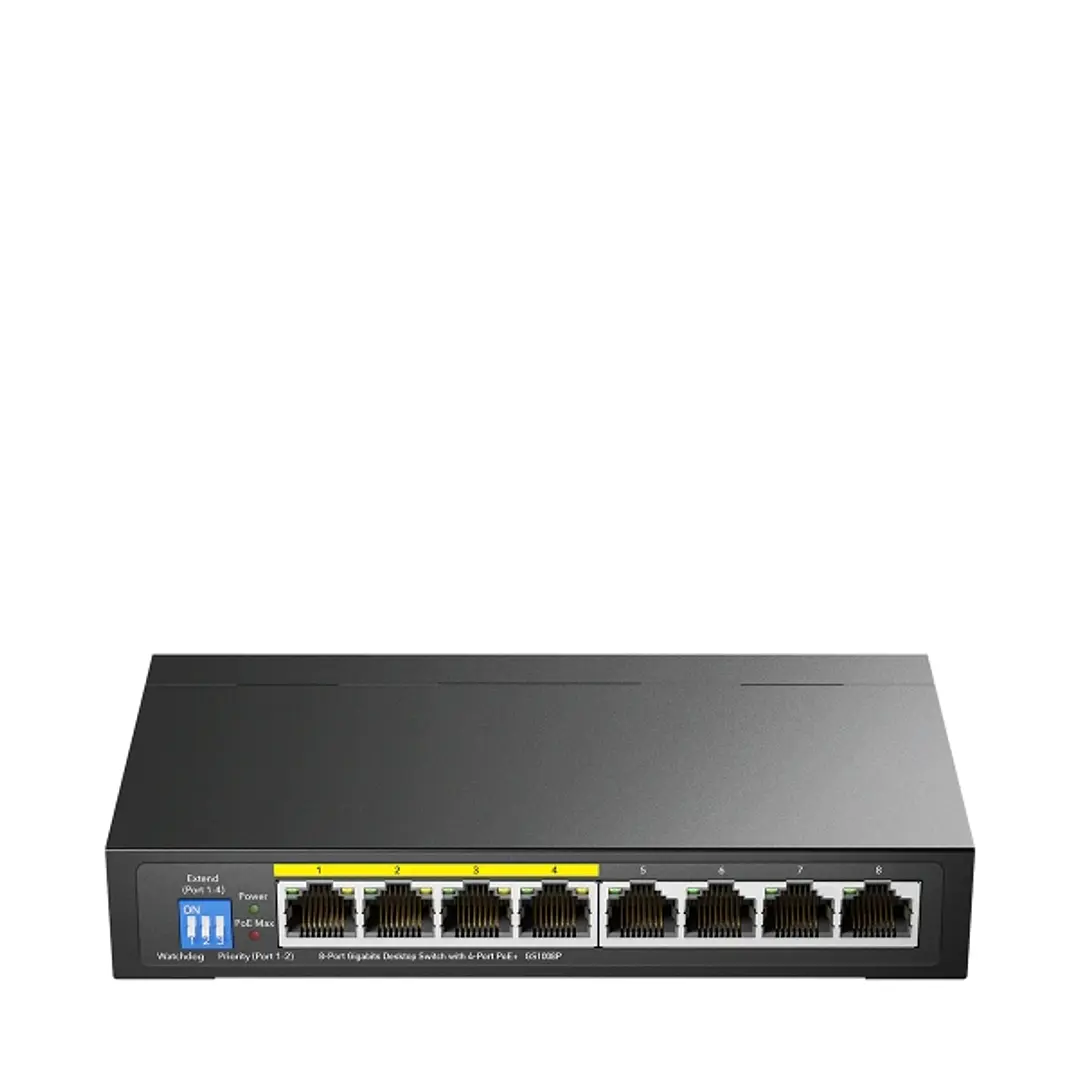 Cudy Switch 8 Puertos - Capacidad Conmutacion 16Gbps - 4x RJ45 - 4x RJ45 PoE+ - Reinicio Automatico - Indicadores LED - Vigilancia IGMP - Prevencion d 1