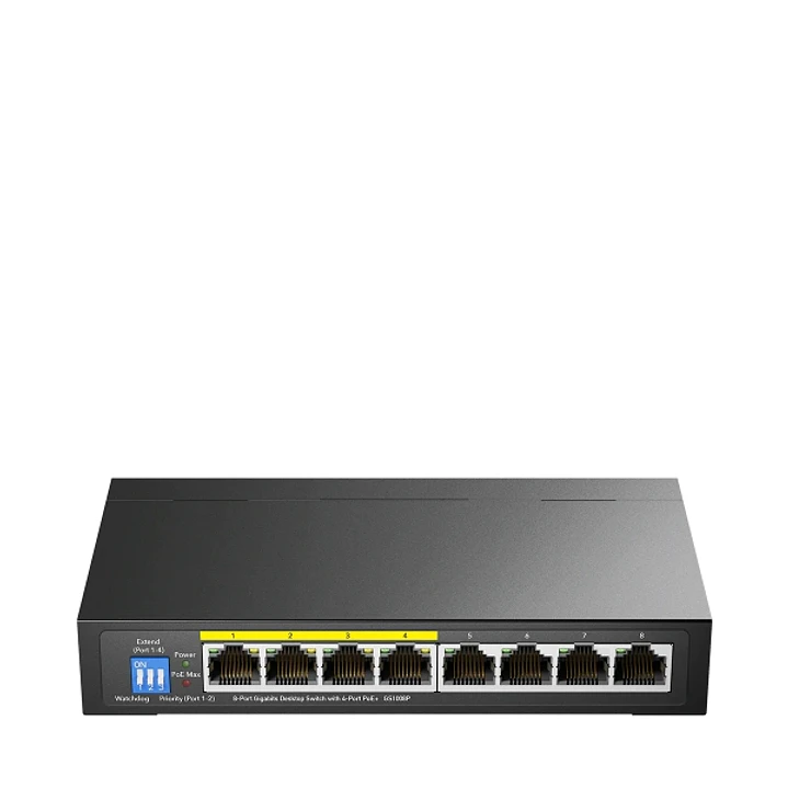 Cudy Switch 8 Puertos - Capacidad Conmutacion 16Gbps - 4x RJ45 - 4x RJ45 PoE+ - Reinicio Automatico - Indicadores LED - Vigilancia IGMP - Prevencion d 1