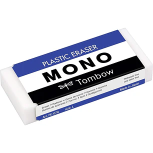 Tombow Mono Goma de Borrar Blanda - 38g - Formato L - PVC Libre de Ftalatos y Latex - Funda de Papel - Color Blanco