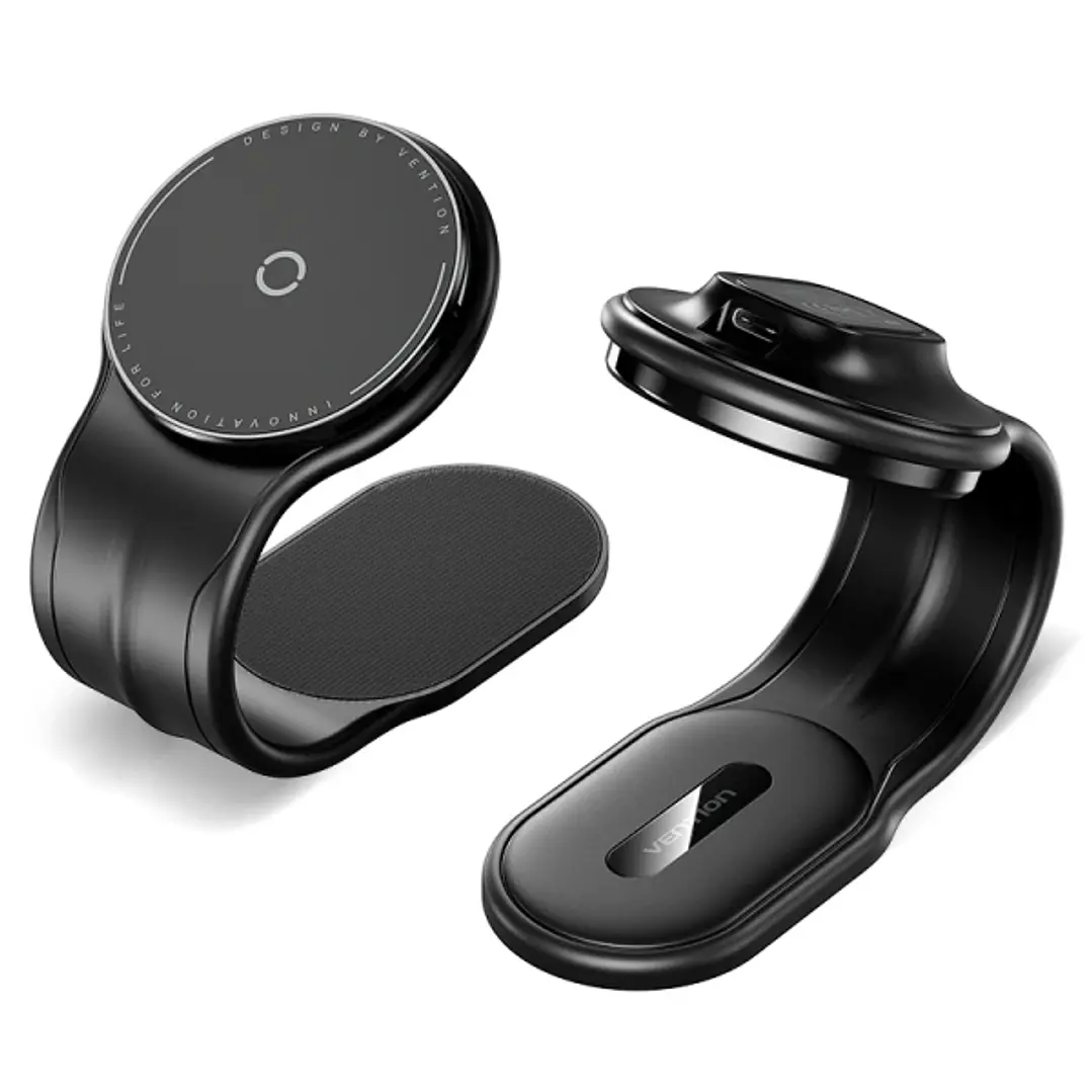 Vention Soporte Cargador Magnetico para Smartphone - 15W - USB-C - Adhesivo 3M y Velcro - Plegable - Color Negro 1