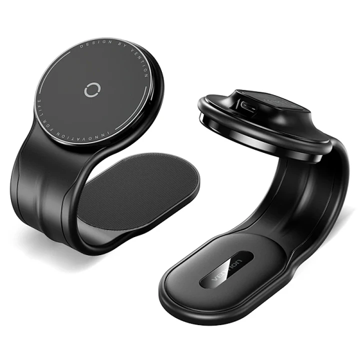 Vention Soporte Cargador Magnetico para Smartphone - 15W - USB-C - Adhesivo 3M y Velcro - Plegable - Color Negro 1