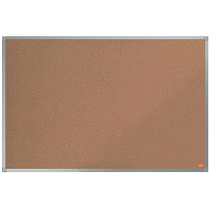 Nobo Essence Tablero de Anuncios de Corcho 900x600mm - Montaje en Esquinas - Superficie de Corcho - Marco de Aluminio Anodizado - Color Natural