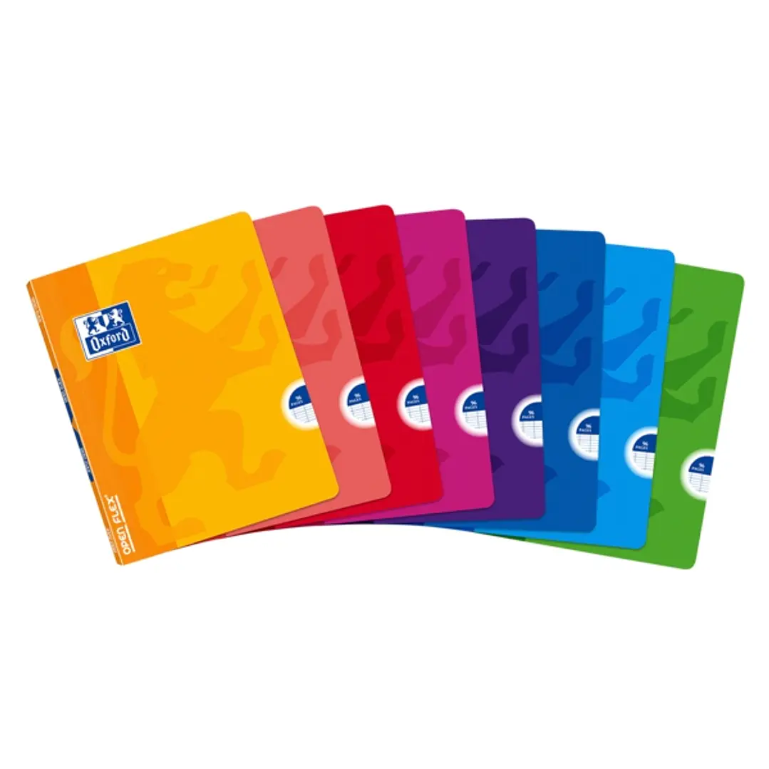 Oxford School Classic Openflex Libreta Grapada A5+ 48 Hojas Pautado 2.5 con Margen - Tapa de Plastico Translucido - Ideal para Estudiantes - Colores S 1