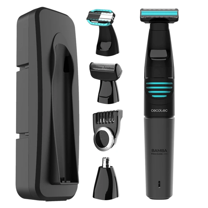 Cecotec PrecisionCare 5in1 Afeitadora Recortadora 5 en 1 - 500mAh - Cabezales Multifuncion - Peine Ajustable 1-10mm - IPX5 - Indicadores LED - Incluye 1