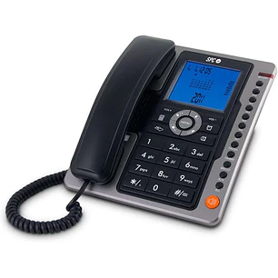 SPC Telefono Fijo Office Pro - Pantalla Iluminada Azul - Teclas Grandes - Memorias Directas - Manos Libres - Identificador de Llamadas - Funciones de 