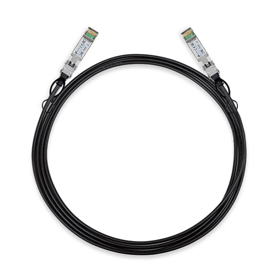 TP-Link Omada SM5220-3M Cable de Conexion Directa de 3m - Velocidad hasta 10Gbps - Conector 10G SFP+ - Cobre Plateado - Color Negro 1