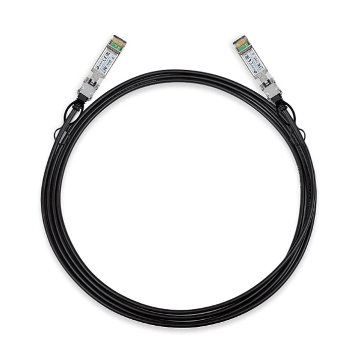 TP-Link Omada SM5220-3M Cable de Conexion Directa de 3m - Velocidad hasta 10Gbps - Conector 10G SFP+ - Cobre Plateado - Color Negro 1