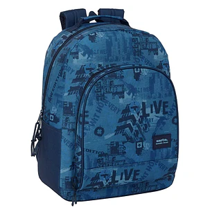 Safta New Edition Mochila Adaptable a Carro - Tirador Doble - Bolsillo Frontal - Hombreras Ergonomicas - Espalda Acolchada - Asa Forrada - 20.1L - 320