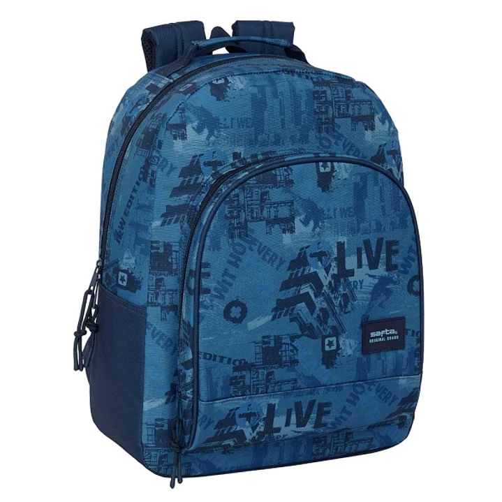 Safta New Edition Mochila Adaptable a Carro - Tirador Doble - Bolsillo Frontal - Hombreras Ergonomicas - Espalda Acolchada - Asa Forrada - 20.1L - 320 1