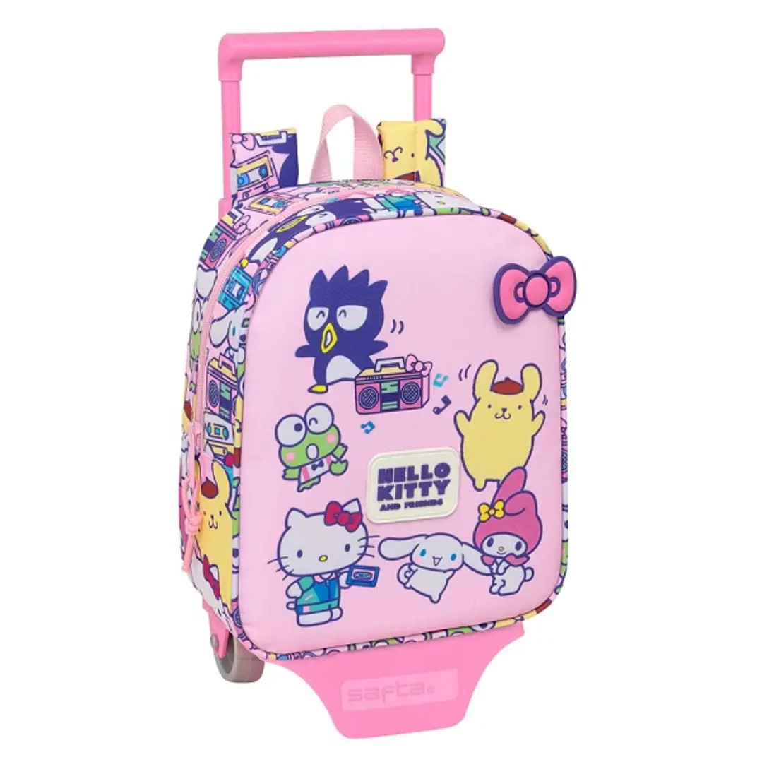 Safta Hello Kitty and Friends Mochila con Carro - Extraible - 6L - Tarjeta de Identificacion Personal - Asa de Mano - 22x27x10cm - Color Rosa 1