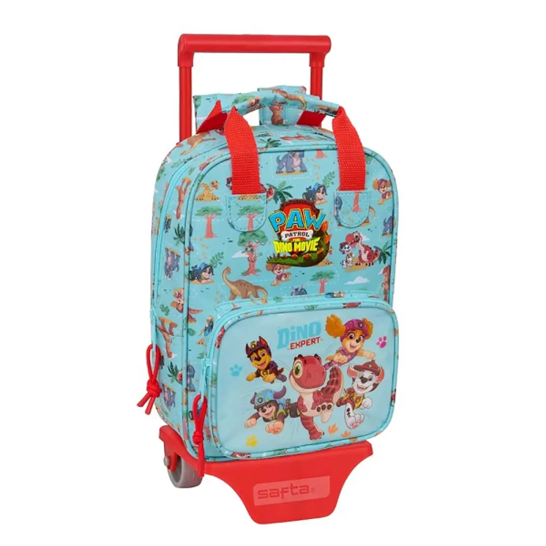 Safta Paw Patrol Dino Rescue Mochila con Carro - Extraible - Tarjeta de Identificacion Personal - Bolsillo Frontal - 20x28x8cm - Color Azul Pastel 1