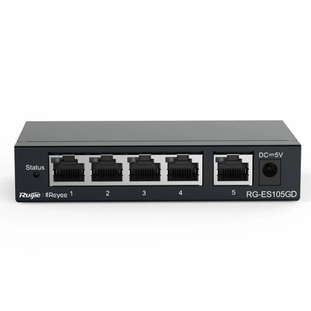 Ruijie RG-ES105GD Switch No Gestionado - 5 Puertos - Velocidad hasta 1Gbps - Carcasa en Acero - Color Negro 1