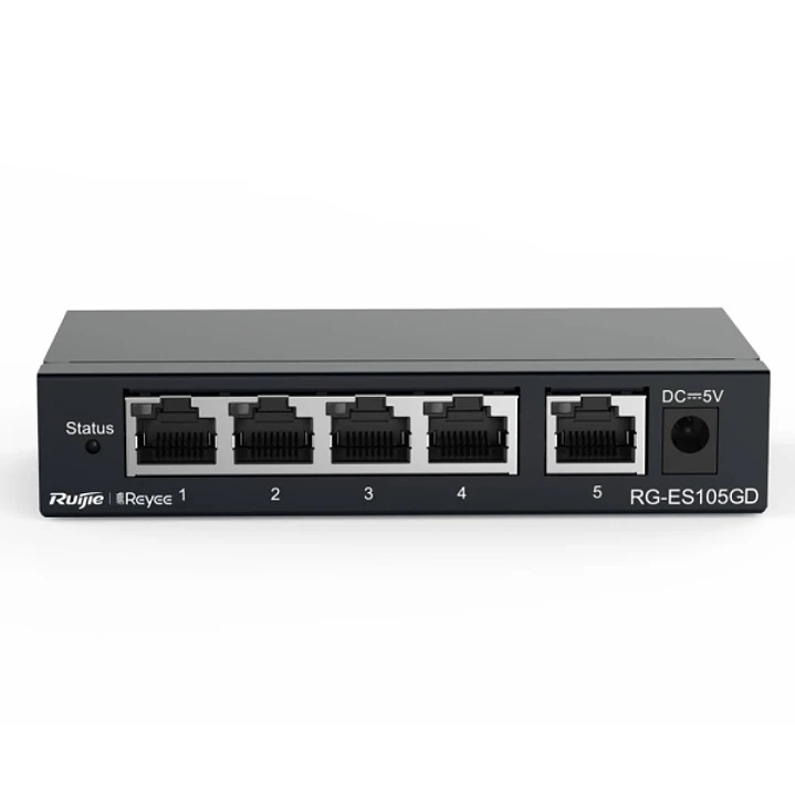 Ruijie RG-ES105GD Switch No Gestionado - 5 Puertos - Velocidad hasta 1Gbps - Carcasa en Acero - Color Negro 1